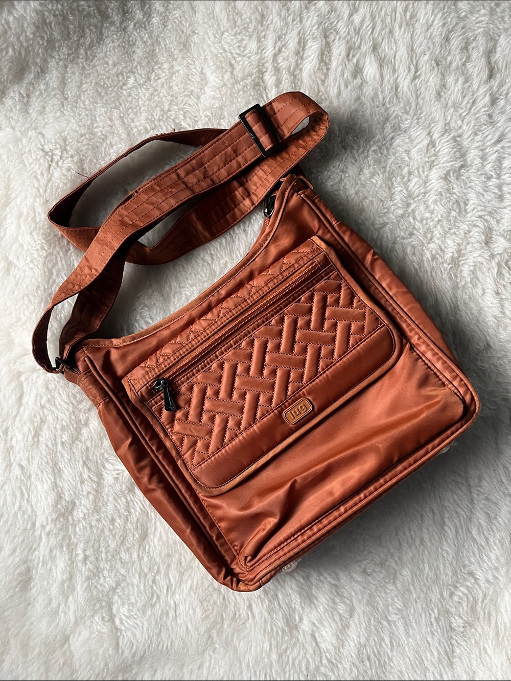 lug Hopscotch Quilted Messenger Bag - Rust Brown Orange